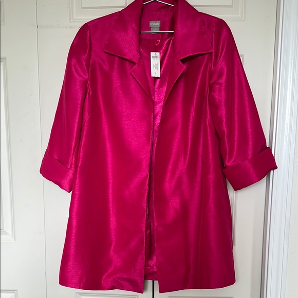 Chico's Jackets & Blazers - Chico's Women's Shantung Relaxed Open Front Jacket Sz 1 or 8 to 10 stunning pink